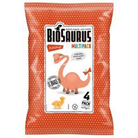 CHRUPKI KUKURYDZIANE DINOZAURY O SMAKU KETCHUPOWYM BEZGLUT. 4x15g - CIBI