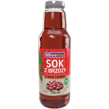 SOK Z BRZOZY O SMAKU ŻURAWINY 750 ML - NATURAVENA