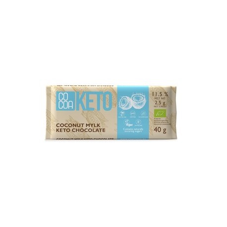 CZEKOLADA KOKOSOWA Z OLEJEM MCT BEZ DODATKU CUKRU BEZGLUTENOWA KETO BIO 40 g - COCOA