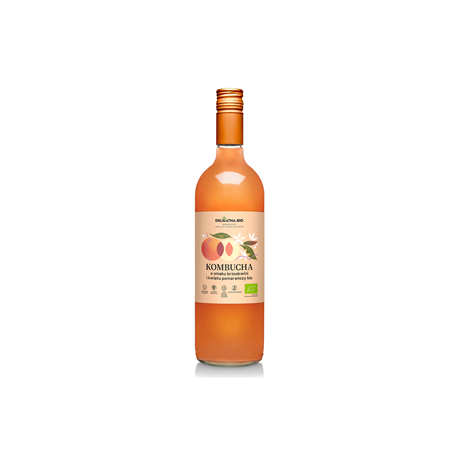 KOMBUCHA O SMAKU BRZOSKWINI I KWIATU POMARAŃCZY BIO 750 ml - DELIKATNA (ZAKWASOWNIA)