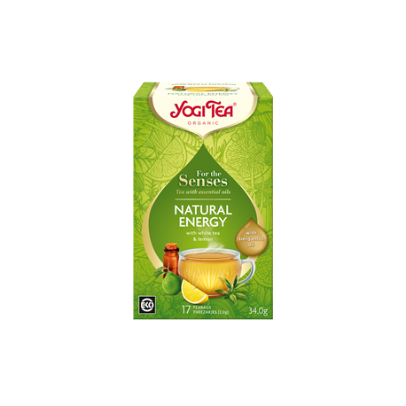 HERBATA BIAŁA DLA ZMYSŁÓW NATURALNA ENERGIA Z ZIOŁAMI, OLEJKIEM Z CYTRYNY I Z BERGAMOTKI BIO (17 x 2 g) 34 g - YOGI TEA