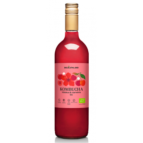 KOMBUCHA HIBISKUS I CZEREŚNIA BIO 750 ml - DELIKATNA