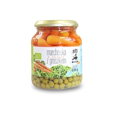 MARCHEWKA W ZALEWIE Z GROSZKIEM BIO 340 g (220 g) (SŁOIK) - BIO PLANET