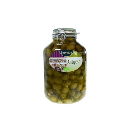 OLIWKI ZIELONE NADZIEWANE MIGDAŁAMI Z ZIOŁAMI W OLEJU BIO 4,75 kg (SŁOIK) - BIO-VERDE