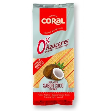 WAFLE Z KREMEM KOKOSOWYM BEZ DODATKU CUKRU 150 g - CORAL