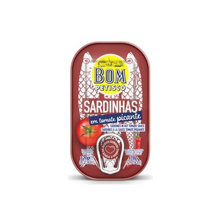 SARDYNKI PORTUGALSKIE W PIKANTNYM SOSIE POMIDOROWYM 120 g (78 g) - BOM PETISCO
